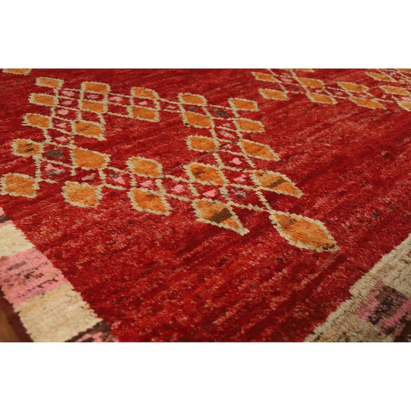Red Tribal Geometric Moroccan Oriental Area Rug Handmade Wool Carpet - 6'7" x 9'8" - 6'7" x 9'8" - Red