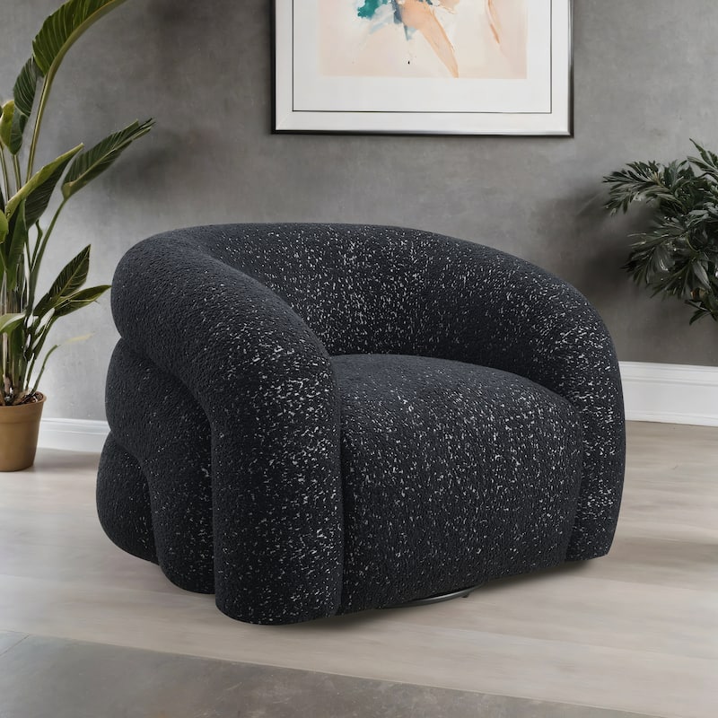 Furniture of America Korix Modern 37-inch Boucle Swivel Accent Chair - Black