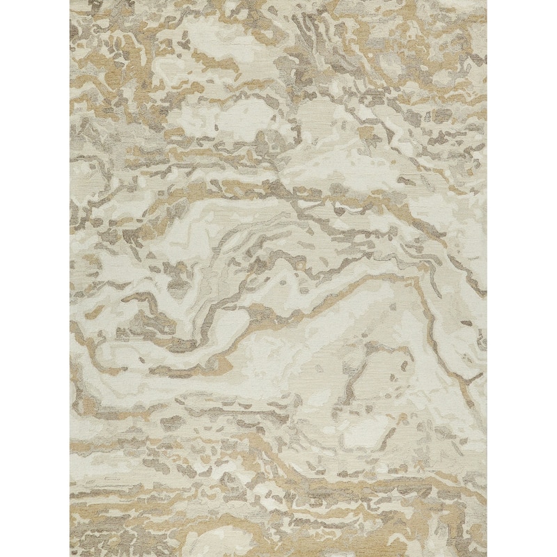 Cortero Handmade Hand Tufted New Zealand Wool Gold/Ivory Area Rug.