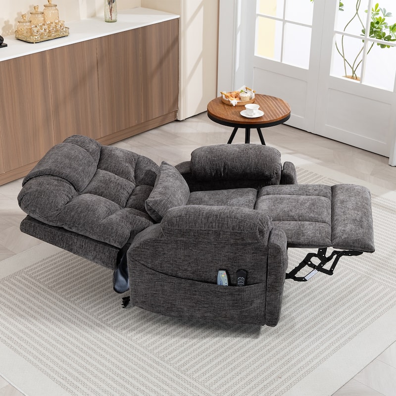 Flagship Dual Motor 26" Oversized Chenille Power Lift Recliner Chair