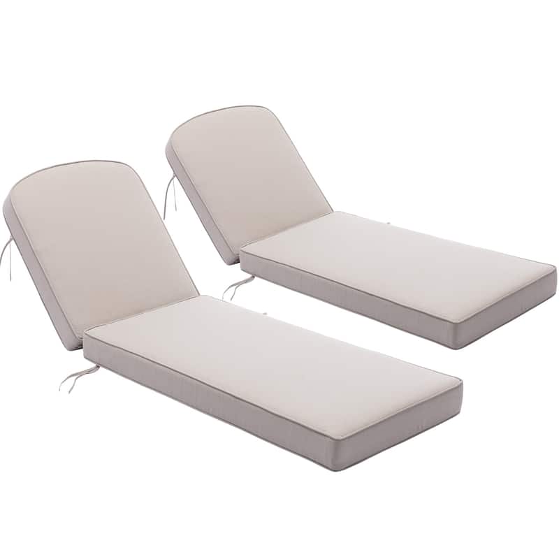 KINWELL Set of 2 Extra Thick Outdoor Chaise Lounge Cushions (5-inch Thick)