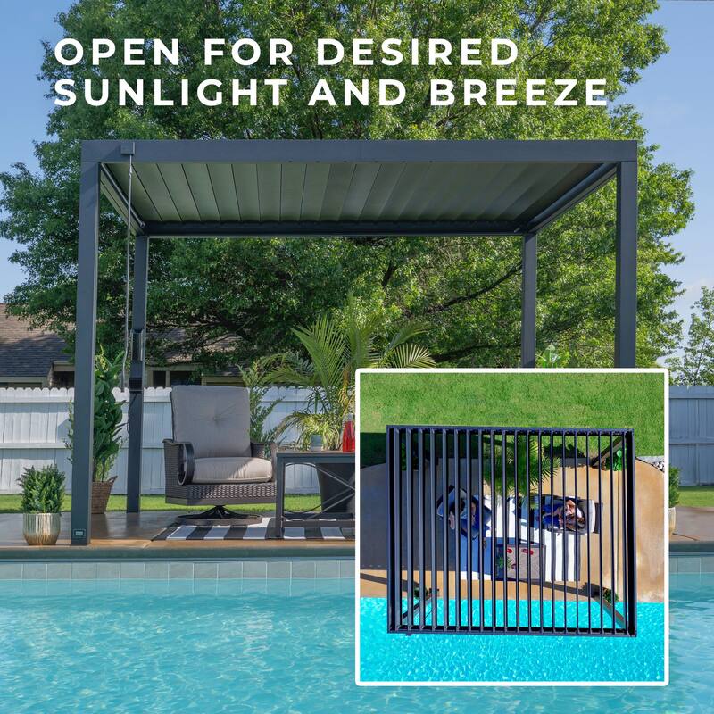 Backyard Discovery Sarasota 10'x10' Galvanized Steel Louvered Pergola
