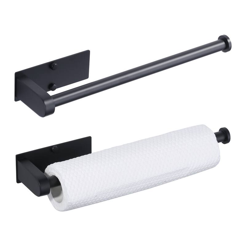 WOWOW Two-Piece Wall-Mounted Stainless Steel Paper Towel Holder - Matte Black