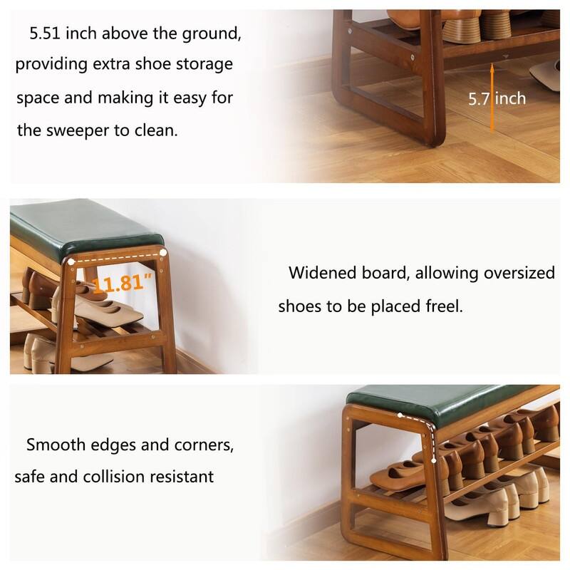 2 Tier Wooden Entryway Bench