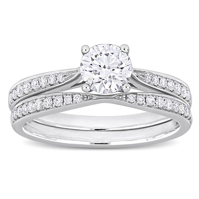 Miadora 3/4ct TDW Diamond Solitaire Bridal Ring Set in 14k White Gold