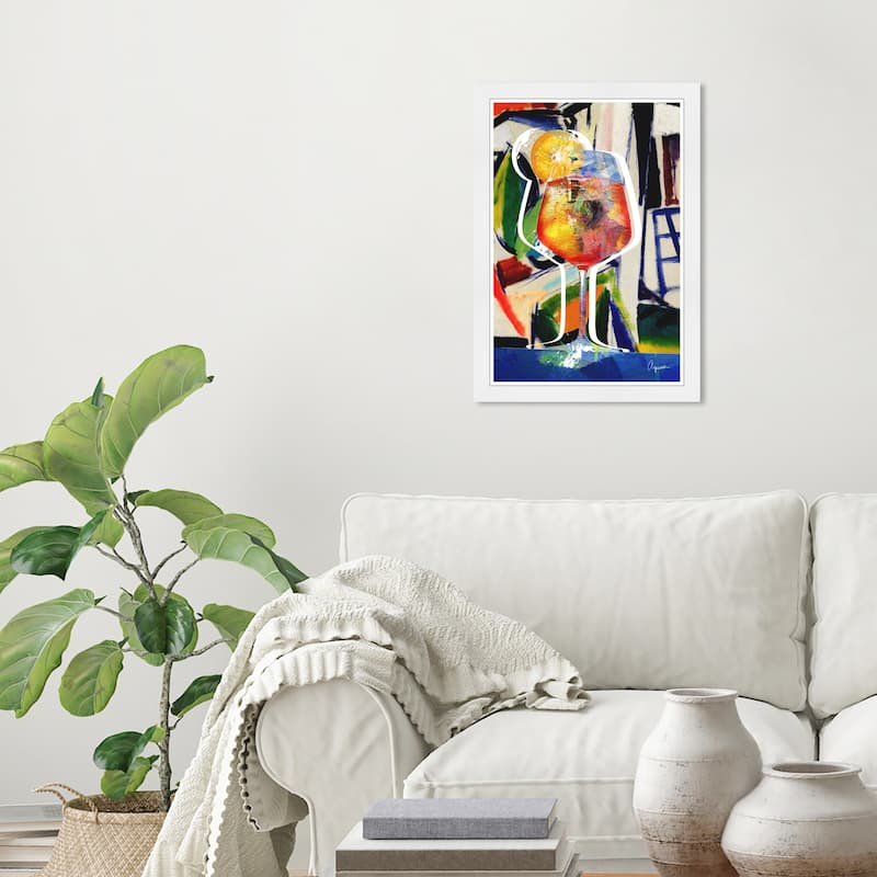 Wynwood Studio Prints Drinks and Spirits Aperol Cubist Blue and Modern & Contemporary Wall Art Canvas Print - White
