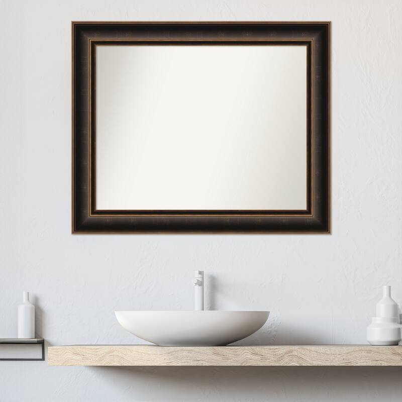 Villa Oil Rubbed Bronze Non-Beveled Wood Framed Bathroom Vanity Wall Mirror - Villa Oil Rubbed Bronze