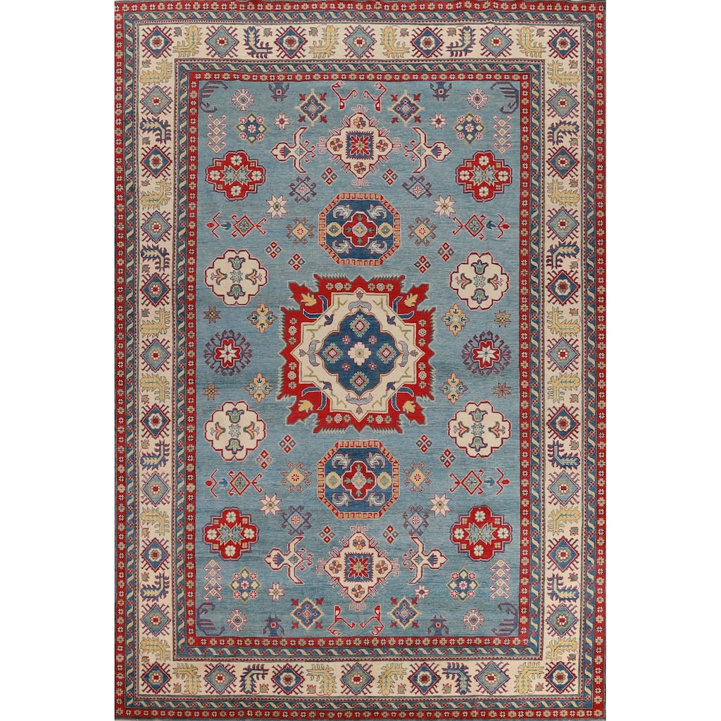 Hand Knotted Oriental 100% Wool Carpet Traditional Medallion Navy Blue & Blues Kazak Area Rug - 13' 9'' X 9' 10''