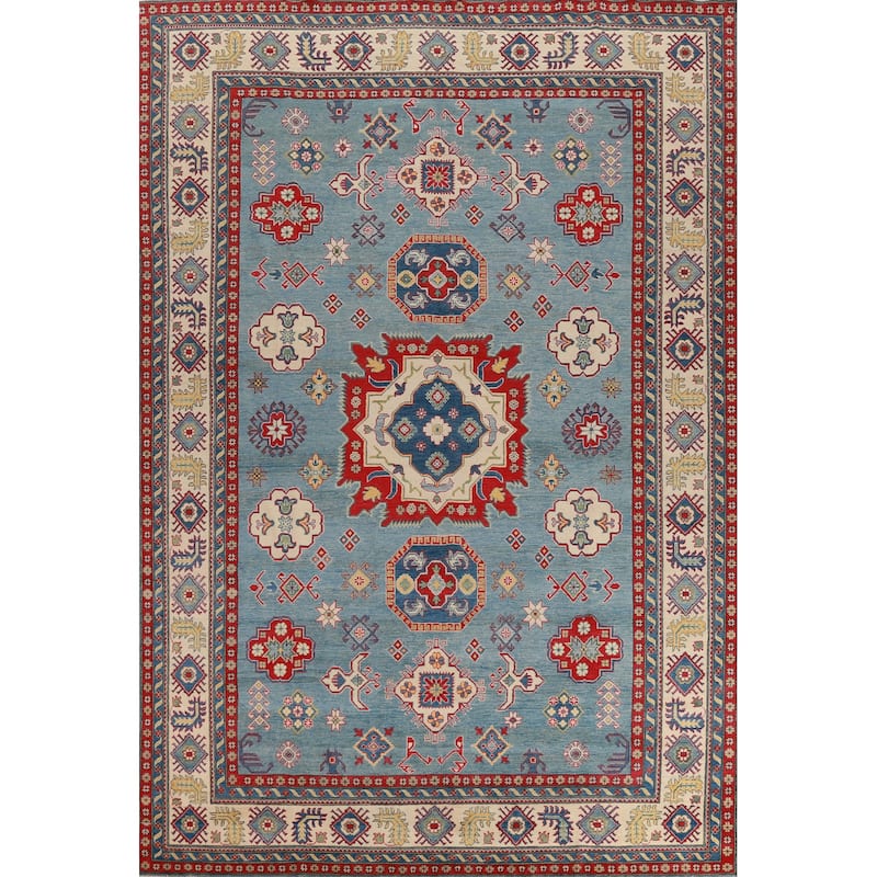 Hand Knotted Oriental 100% Wool Carpet Traditional Medallion Navy Blue & Blues Kazak Area Rug - 13' 9'' X 9' 10''