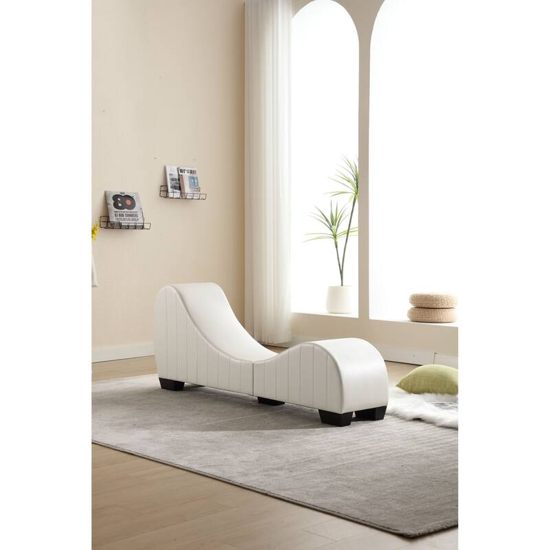 Modern Faux Leather Curved Yoga Chaise Lounge - 13.78 x 62.20 x 25.79
