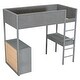 preview thumbnail 6 of 16, Grey Teddy Fleece Loft Bed with Stroage Drawers & Desk, Twin