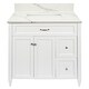 preview thumbnail 34 of 109, Vail 37" Bathroom Vanity with Cultured Marble Top Sink w/ Backsplash in White with White Basin