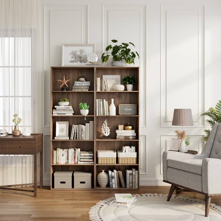 5-Shelf Multi-Functional Wood Bookcase for Home Office - 23.5" x 9.5" x 67"