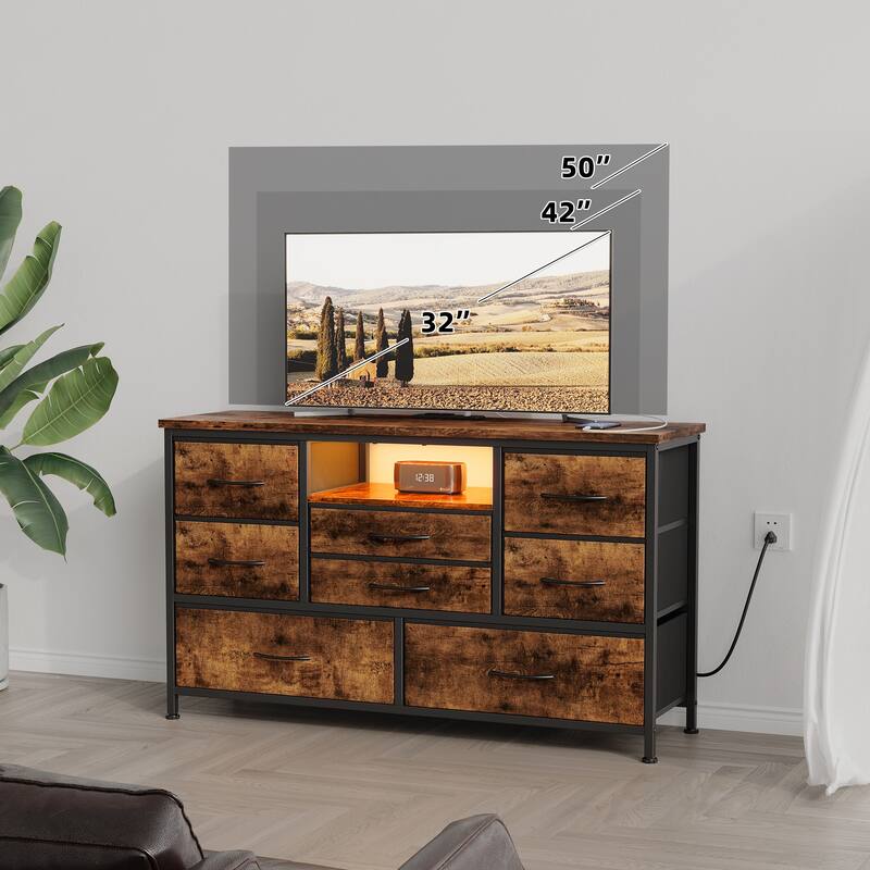 8 Drawers TV Stand with Power Outlet