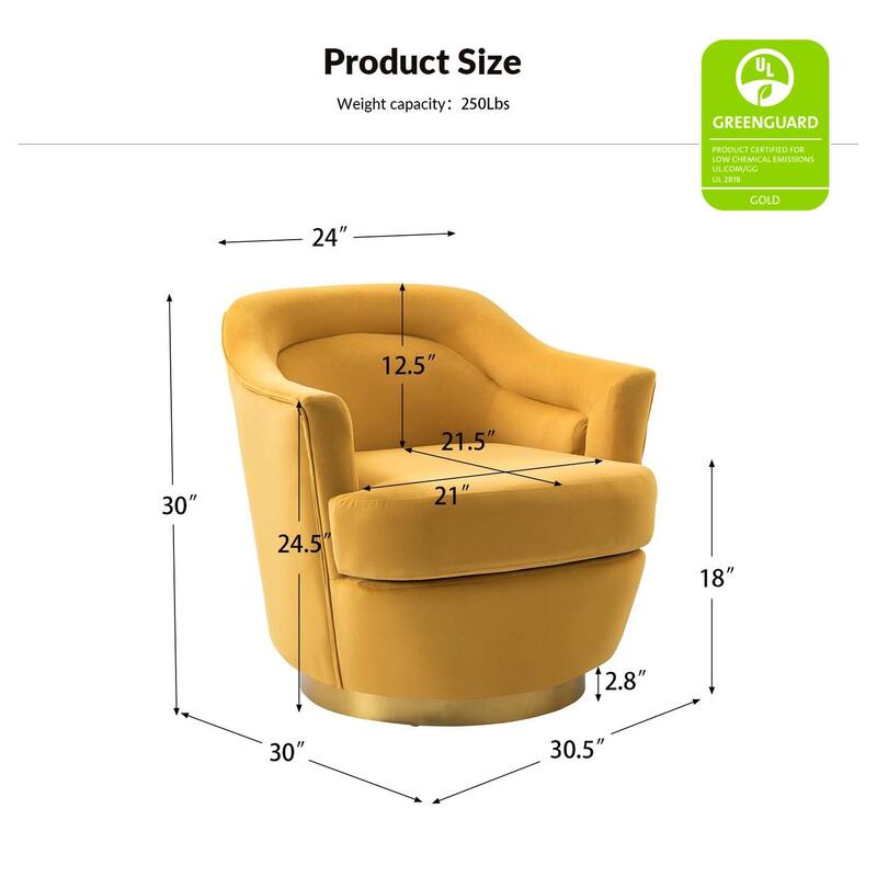 Kanstantin Modern Upholstered Swivel Barrel Chair with Golden Base Set Of 2 by HULALA HOME