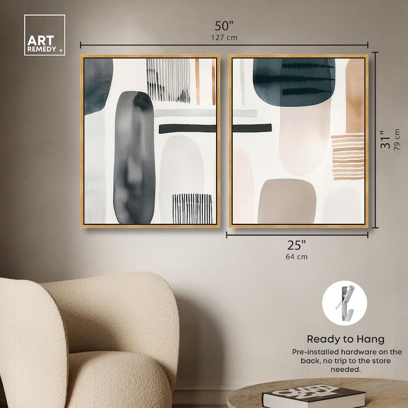 Floating Shapes I Canvas Set of 2 by Art Remedy