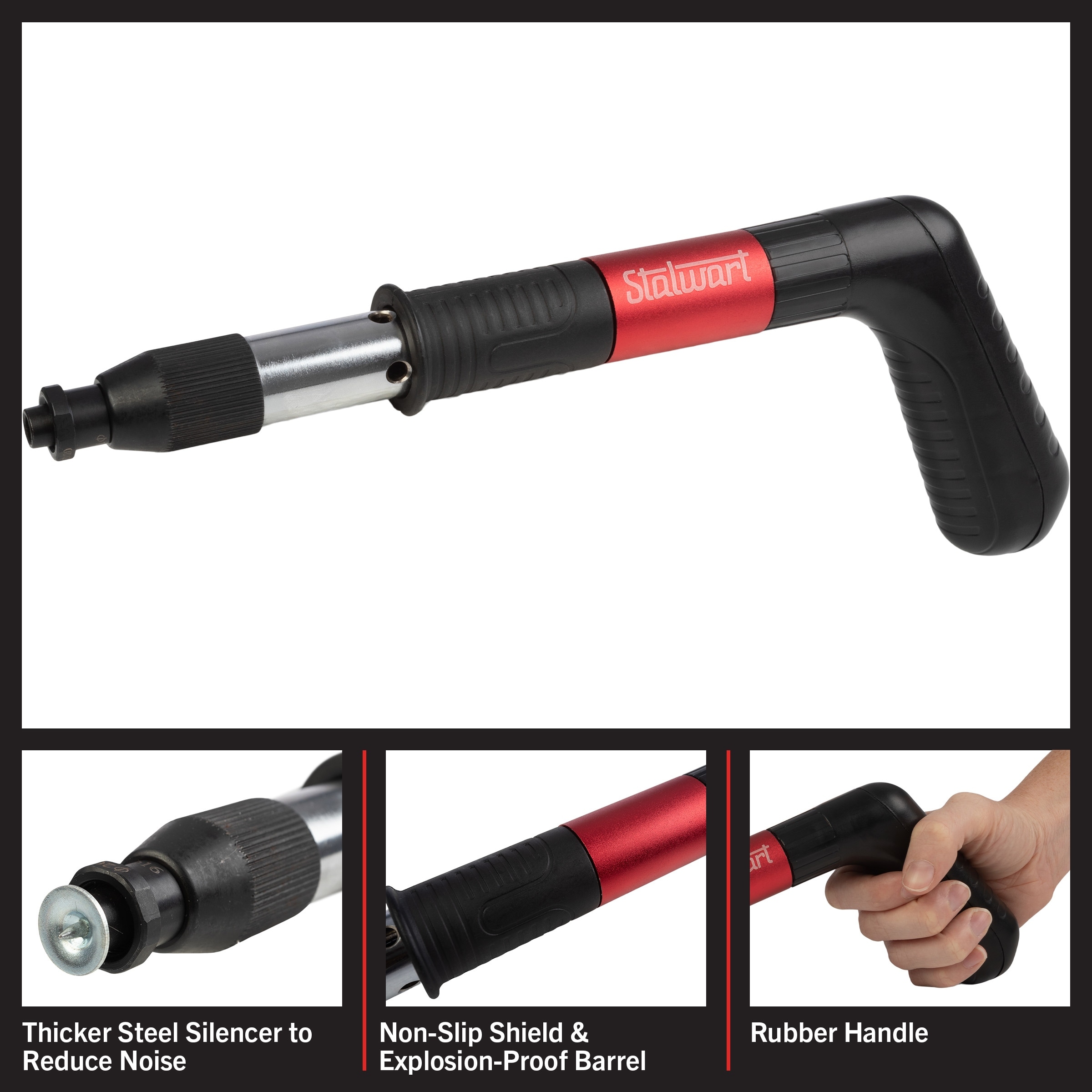 Pneumatic Concrete Nail Gun + 50 PCS Round Nails – Powerful Wall Fastening Tool