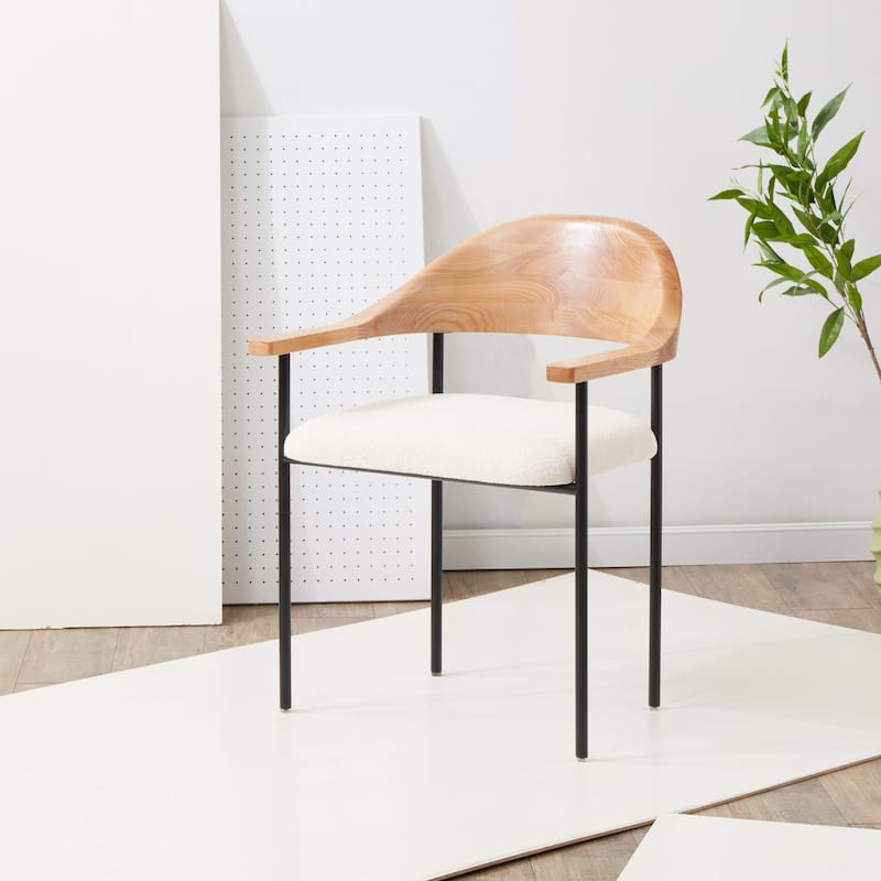 SAFAVIEH Couture Jevdoka Ivory/Black Boucle Dining Chair - 24" W x 22" D x 31" H - 24Wx22Dx31H - Ivory/Black