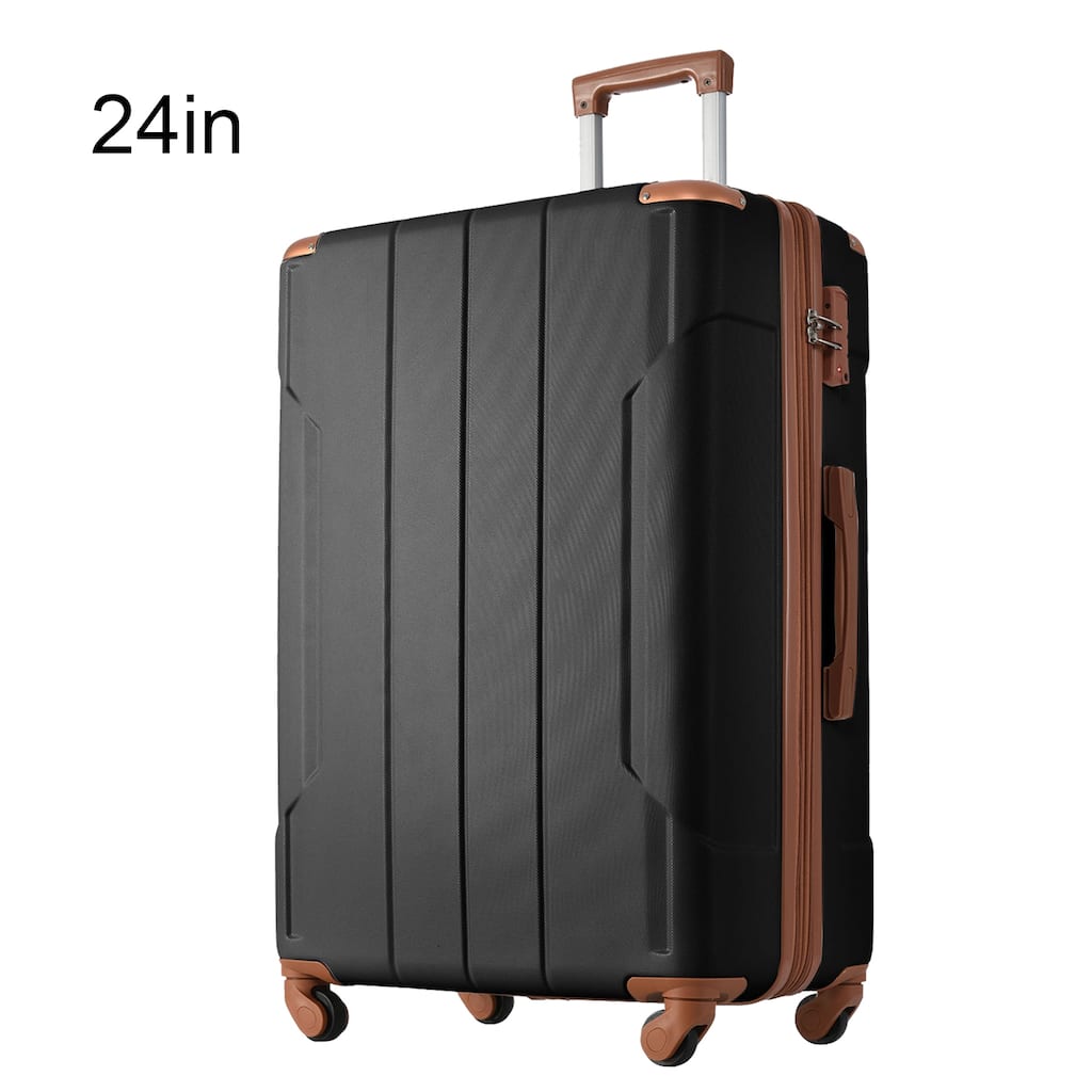 Hardshell Checked Expandable Luggage Spinner Suitcase with TSA Lock Lightweight 24''
