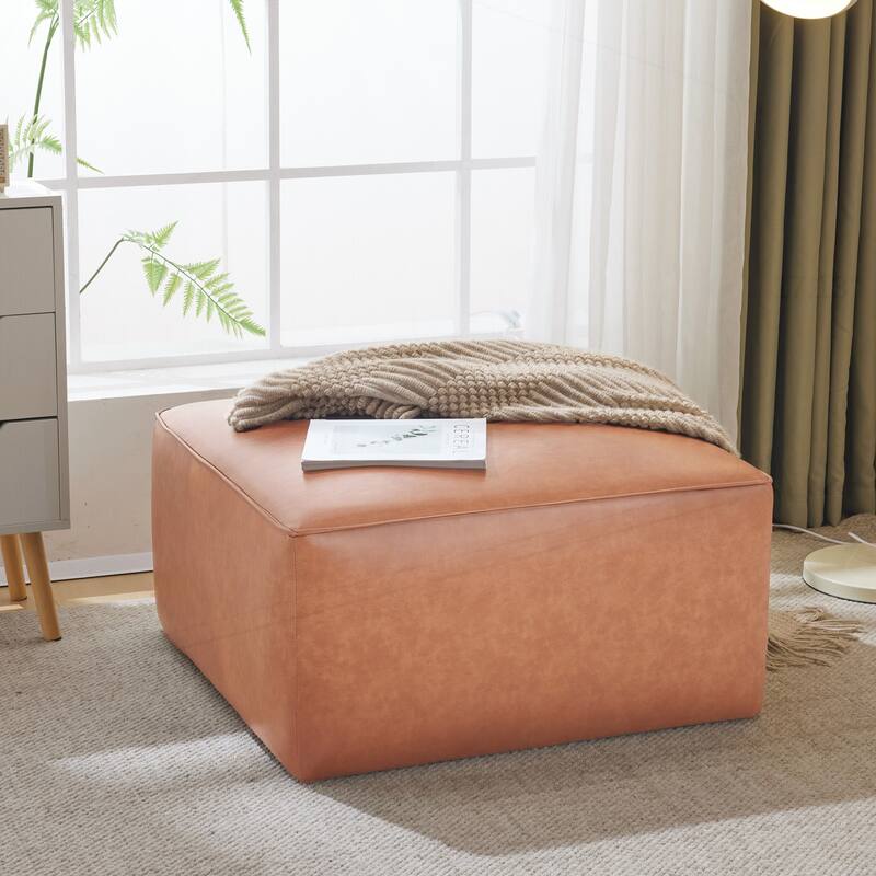 Square PU Leather Ottoman