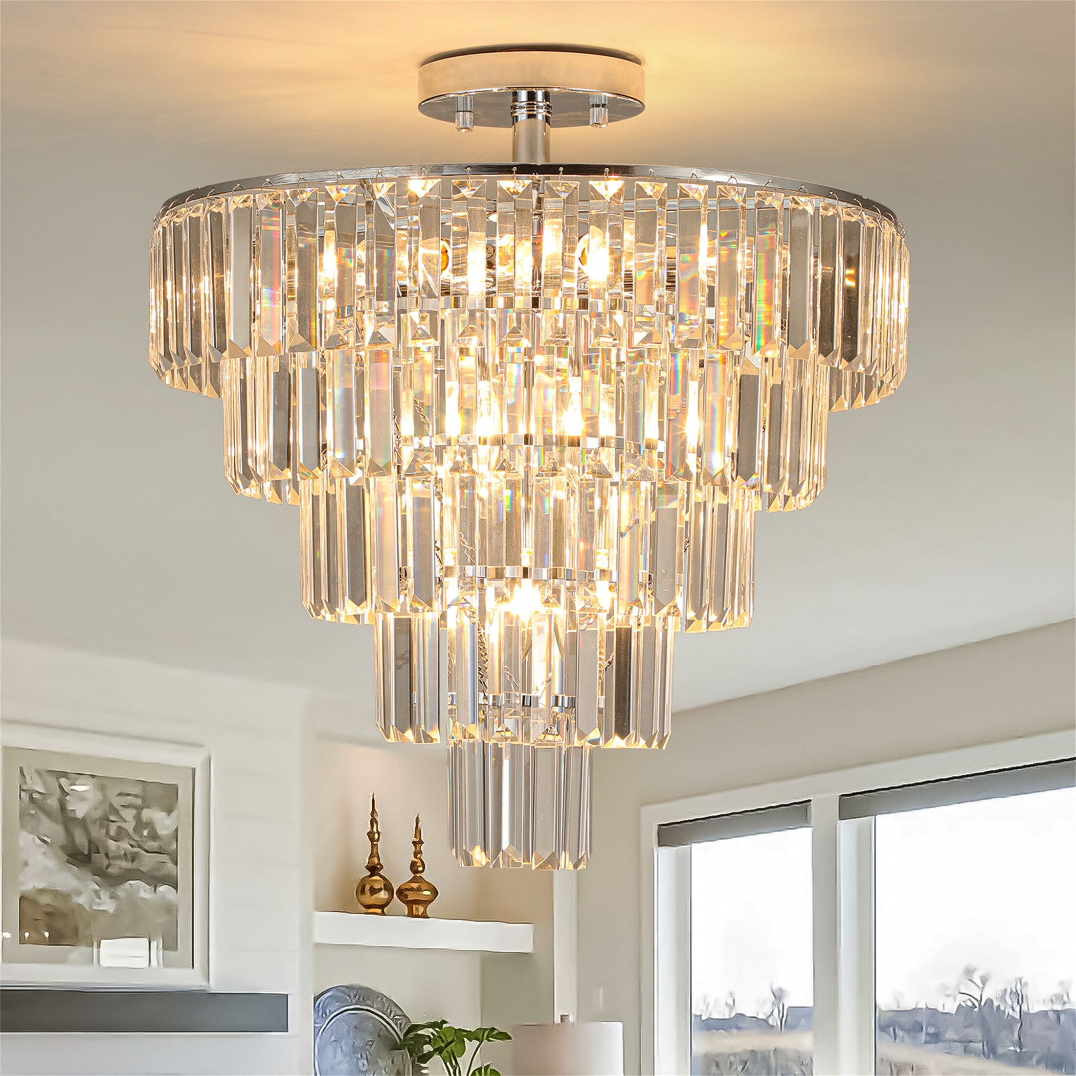 Large crystal chandelier