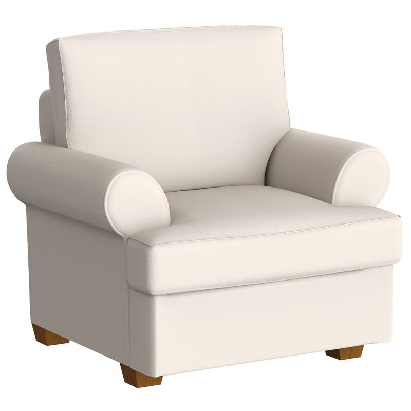 Modern Style Single Sofa Fabric Oversized Armchair for Living Room - White
