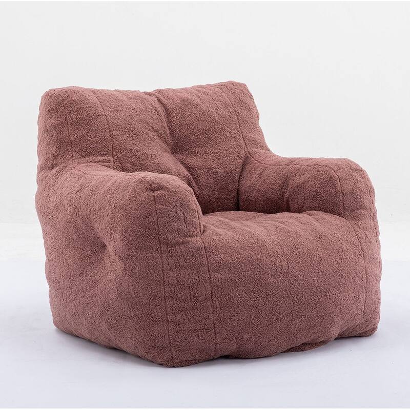 Soft Teddy Cloth Bean Bag Chair Tufted Foam Filling