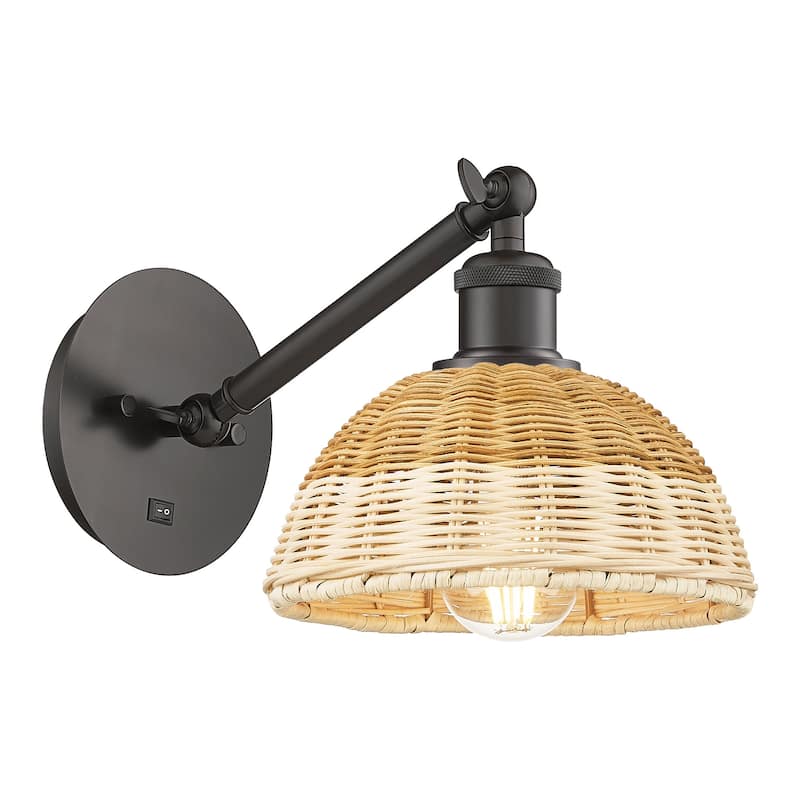 Innovations Lighting 317-1W-10-8 Bristol Natural II Sconce Bristol - Oil Rubbed Bronze / Natural