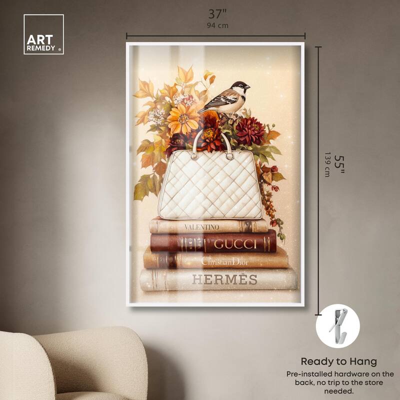 Little Bird Fall Flowers Glam Shadowbox by Art Remedy