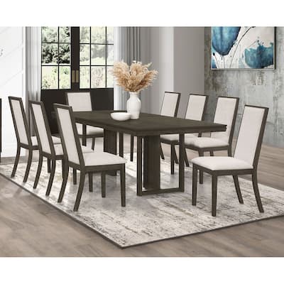 Kelly Beige and Dark Grey Rectangular Dining Table Set