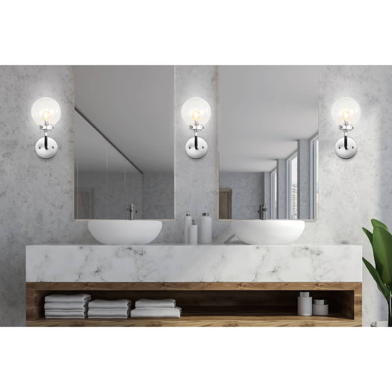 Bevin Contemporary Transitional Iron/Glass LED Vanity Light, by JONATHAN Y
