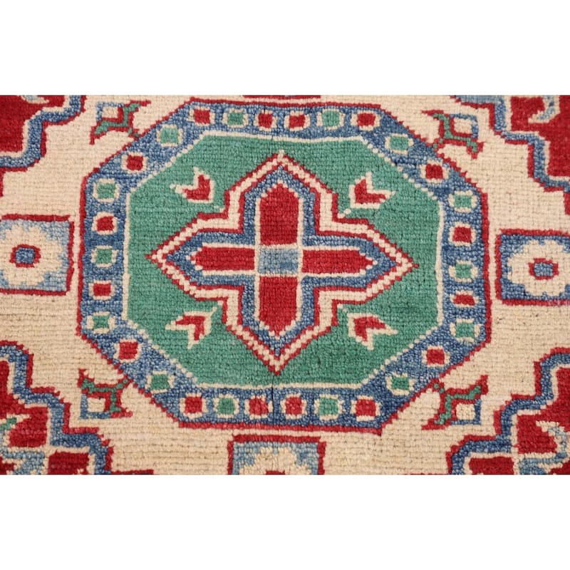 Red Kazak Area Rug Handmade Traditional Wool Carpet - 3'11" x 5'9"