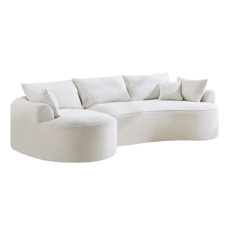 L Shape Sectional Sofa with Curved Chaise Lounge, High-Resilience Sponge Boneless Sofa, Upholstered Sofa with Throw Pillows