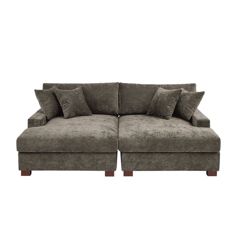 Oversized Chenille Modular Sectional Sofa With Deep Seat