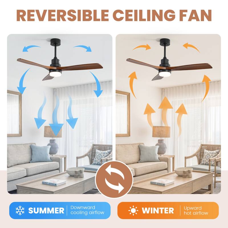 52 Inch Smart Ceiling Fan with Dimmable LED Light