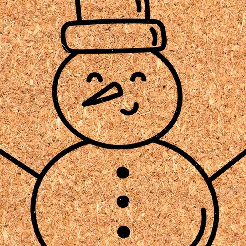 HomeRoots 17" X 29" Brown And Black Christmas Snowman Merry Christmas Outdoor Coir Door Mat - 17.00' X '29.00