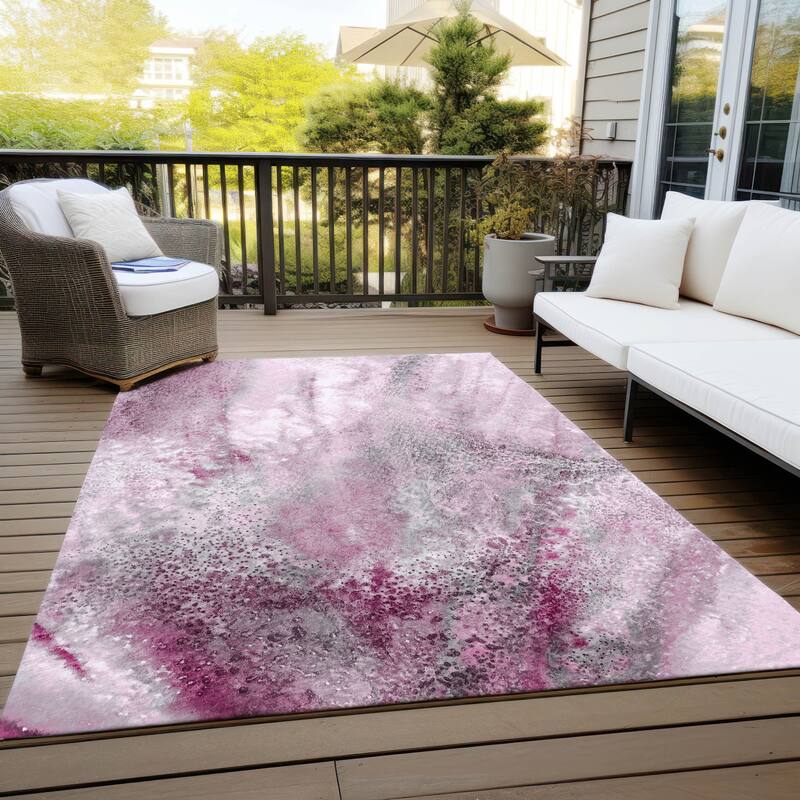 Gaz Artistic Abstract Weather Resistant Current & Stylish Outdoor Rug