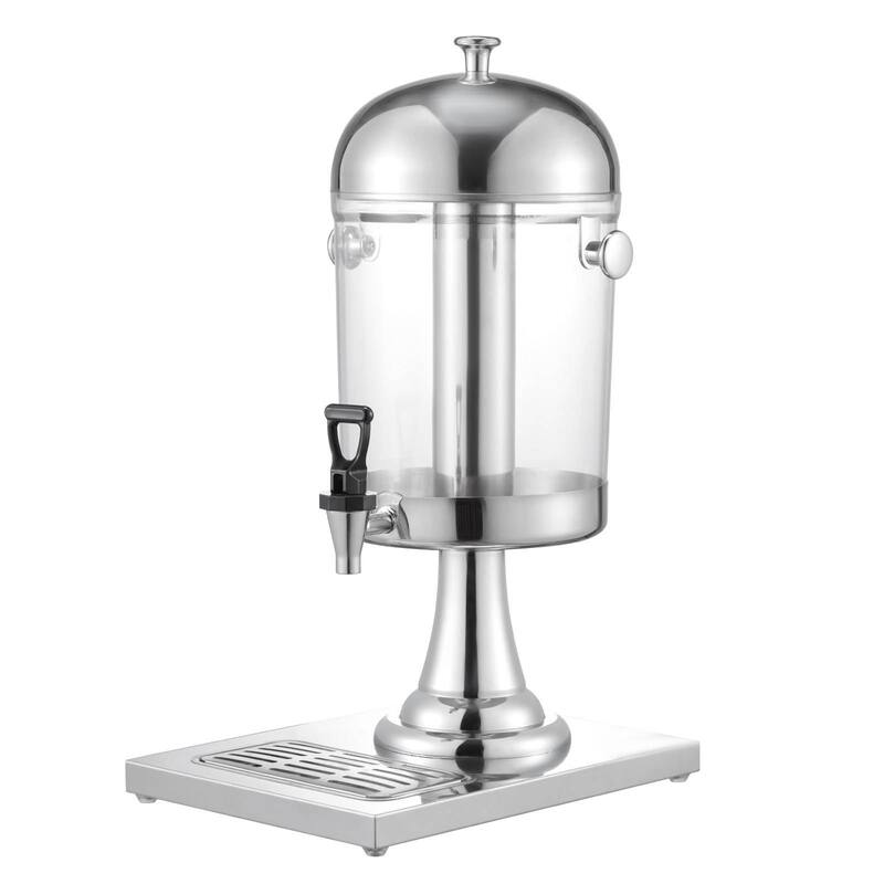 2.1 Gallon Stainless Steel Beverage Dispenser with No Drip Spigot and Ice Chamber for Events or Hotels