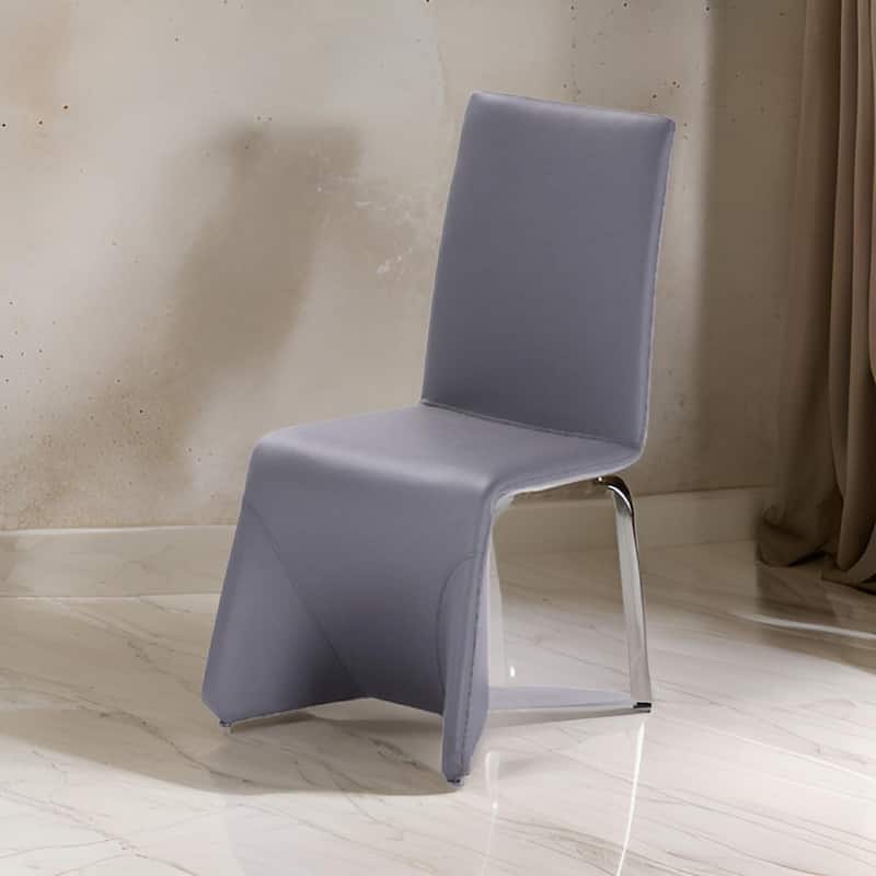 Gray/Gray Leather Upholstered Metal Frame Dining Chair, Set of 2, Sturdy Dining Chair for Dining Rooms - 24.6