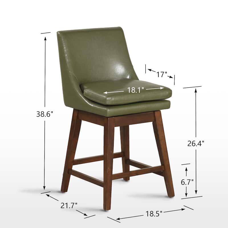 26.4" Swivel Counter Stool with Solid Wood Frame ( Set of 2 )