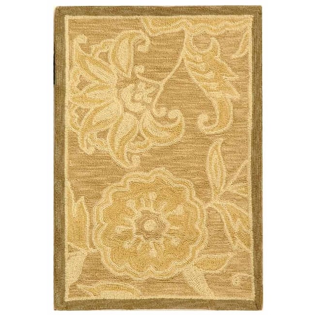 SAFAVIEH Handmade Chelsea Vermont French Country Wool Rug - 1'8" x 2'6" - Light Brown