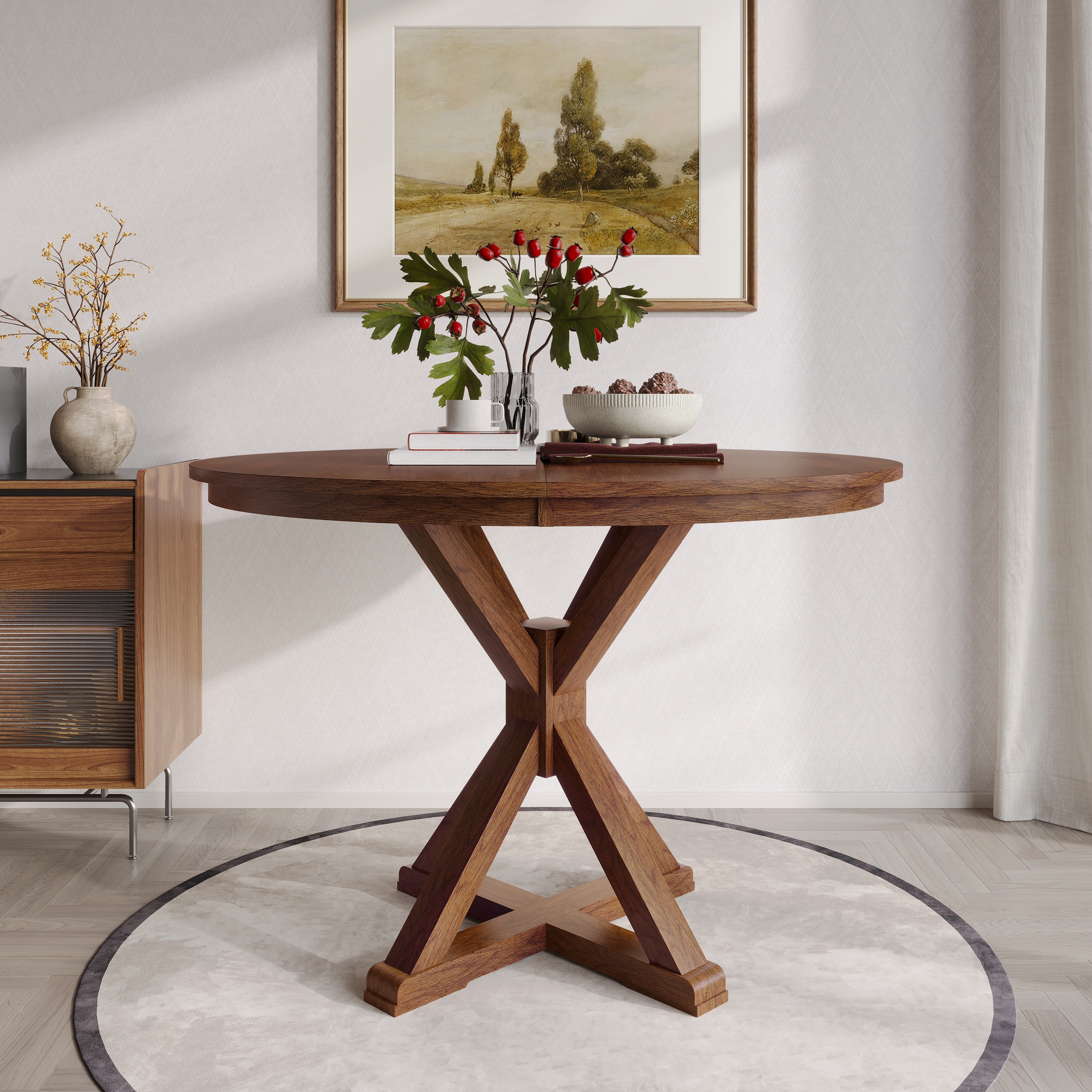 CraftPorch Contemporary Round Farmhouse Dining Table