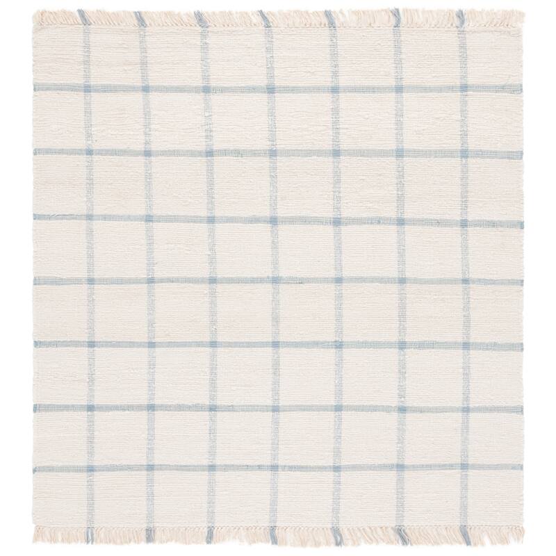 SAFAVIEH Handmade Montauk Espedita Cotton Rug - 6' Square - Ivory/Blue