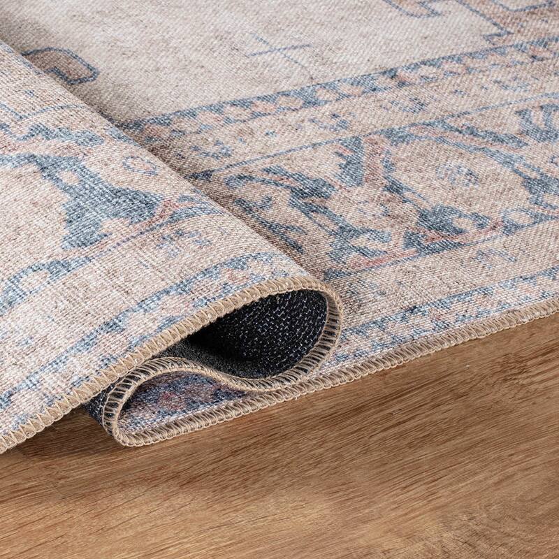 World Rug Gallery Vintage Bohemian Machine Washable Non Slip Area Rug