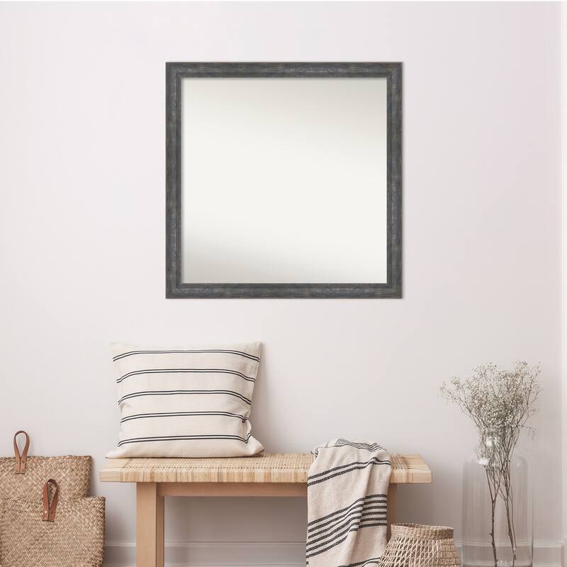 Angled Non-Beveled Wood Framed Wall Mirror