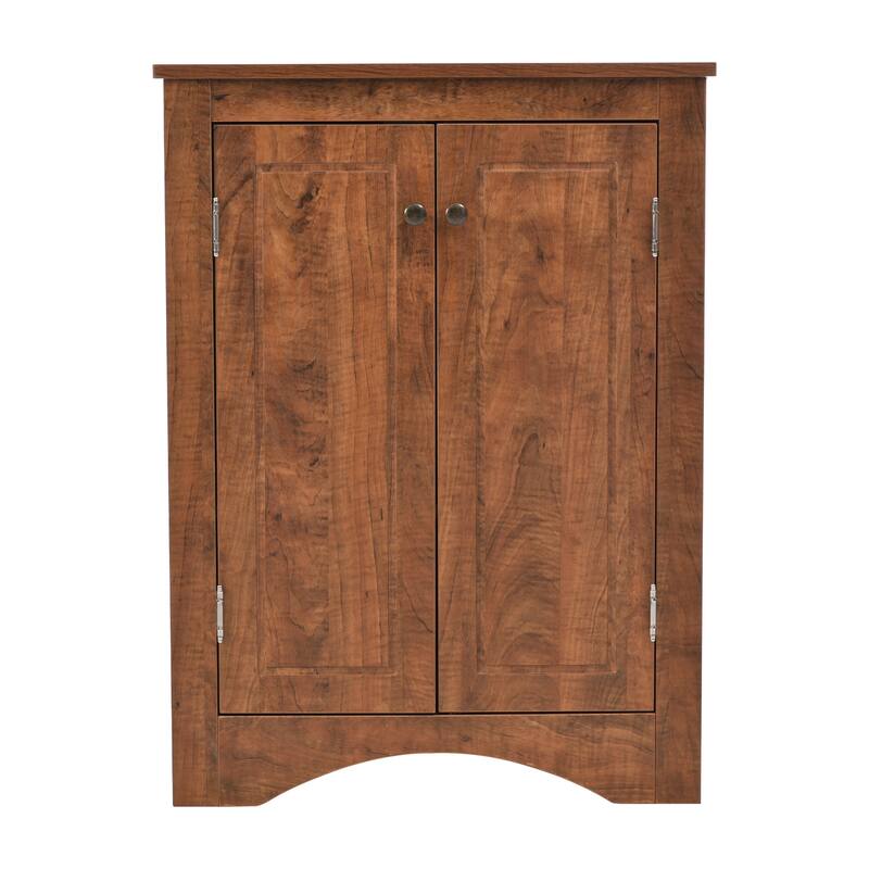 GDFStudio - Triangle Corner Storage Cabinet with Adjustable Shelves, Freestanding Floor Cabinet