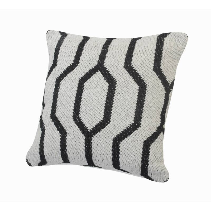 Handwoven Geometric Trellis Square Throw Pillow - 20" - White and Black