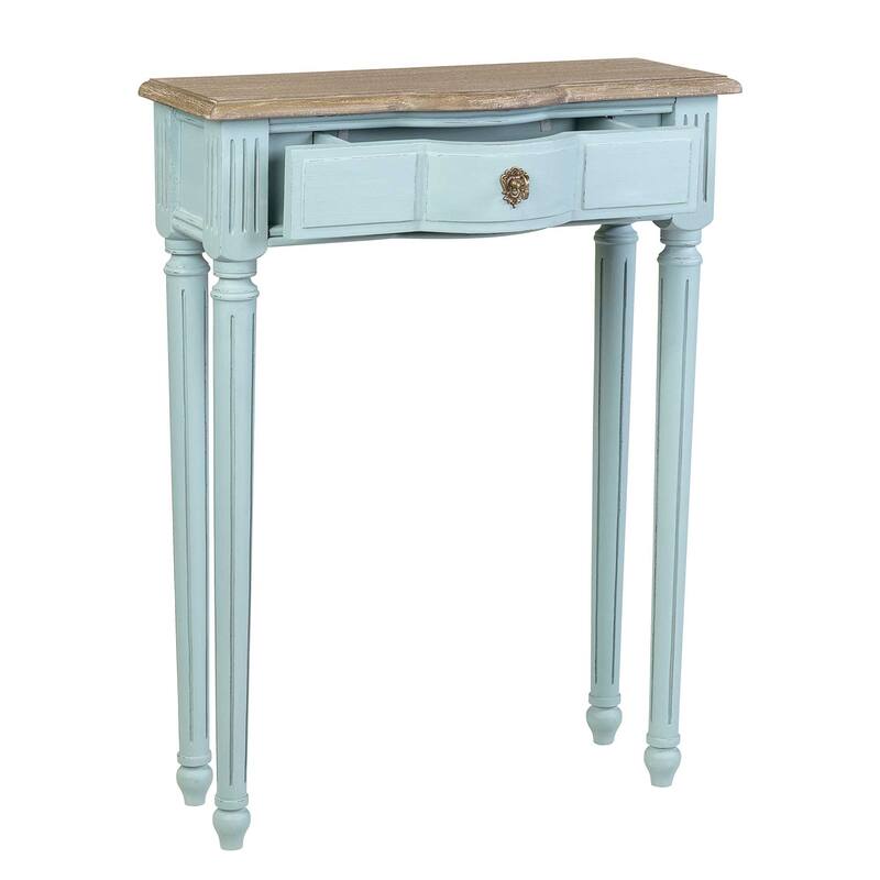 Painted Wood Console End Table With Natural Top by East at Main