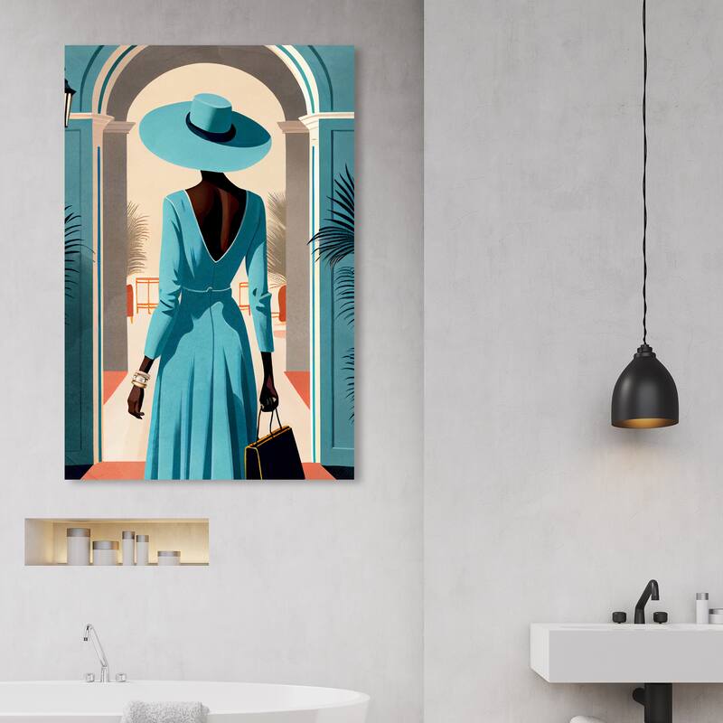 Wynwood Studio Fashion and Glam Set the Stage Blue and Teal Modern & Contemporary Wall Art Canvas Print - 45 x 30