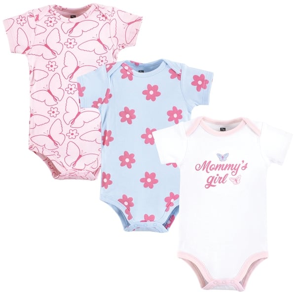 slide 1 of 1, Hudson Baby Infant Girl Cotton Bodysuits, Mommys Girl Butterfly 0-3 Months - Mommys Girl Butterfly